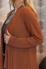 Soft Drape Open Front Cardigan: Rust