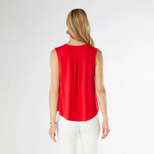 Erin Pleat Back V-Neck Tank - Red