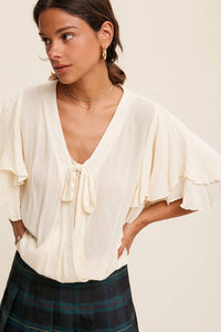 Rachel Tie Blouse: Cream