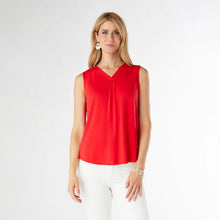Erin Pleat Back V-Neck Tank - Red