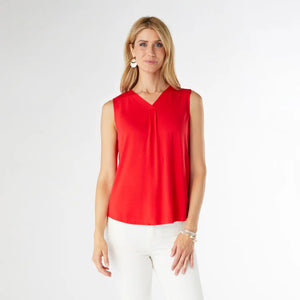 Erin Pleat Back V-Neck Tank - Red