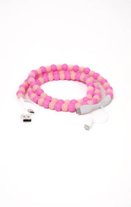 4-in-1 Beaded Charging Cord-Pink/Coral
