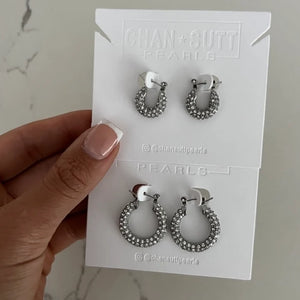 Silver Diamond Hoops-Small