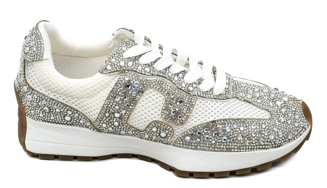 Corkys No Prob- White With Clear Rhinestones