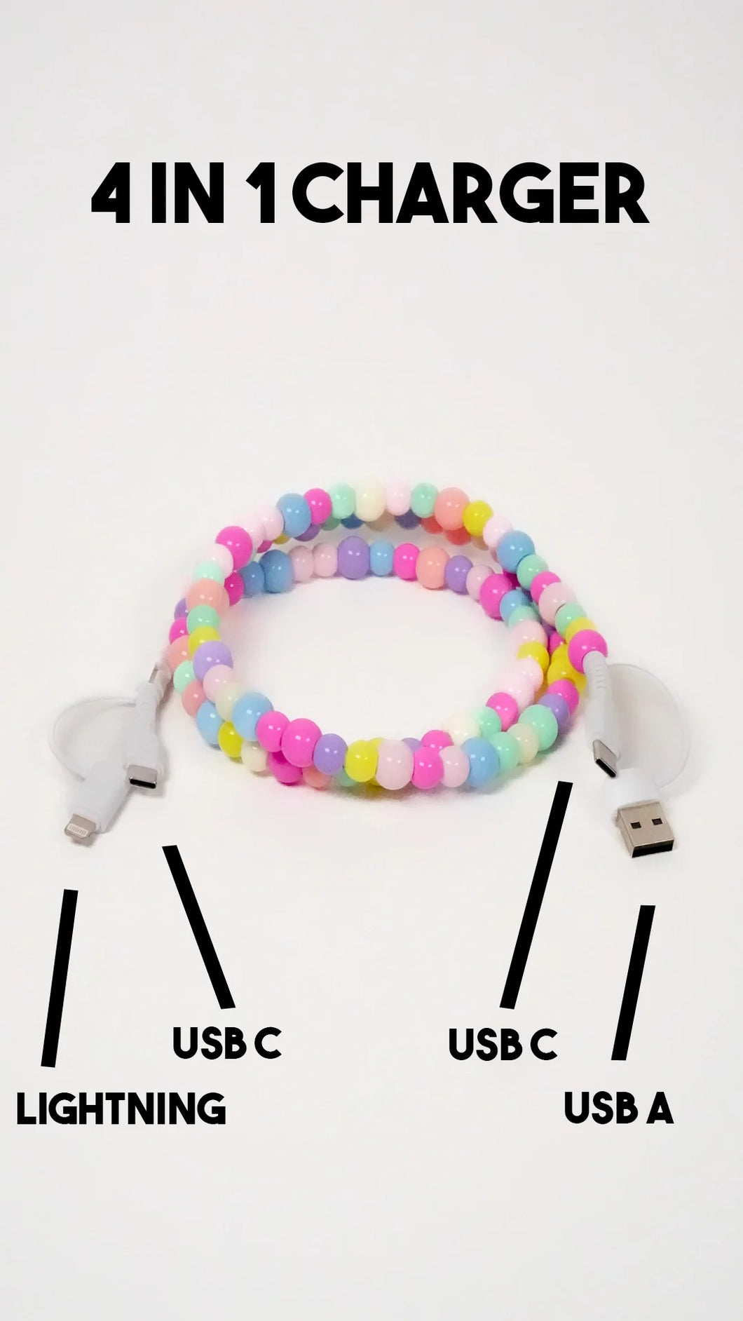 4-in-1 Beaded Charging Cord-Multi