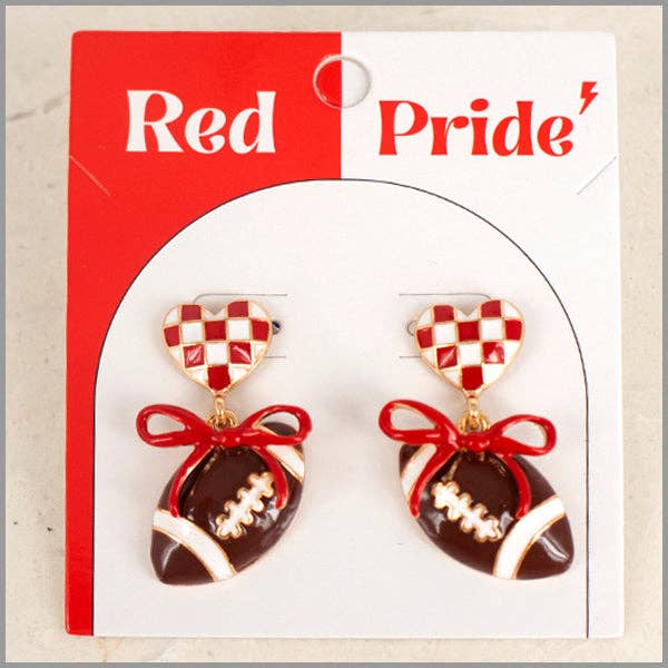 Heart w/ Bow & Football Earring