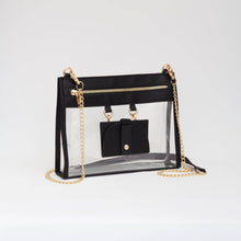 Clear Gameday Crossbody Bag With Sunglasses Holder: Black