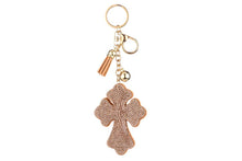 Rhinestone Cross Shape Key Chain: Champagne