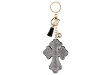 Rhinestone Cross Shape Key Chain: Black