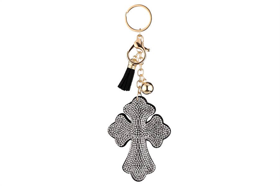 Rhinestone Cross Shape Key Chain: Clear