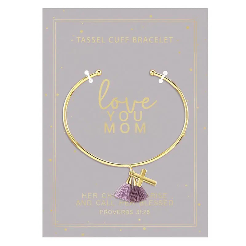 Tassel Cuff Bracelet - Love You Mom