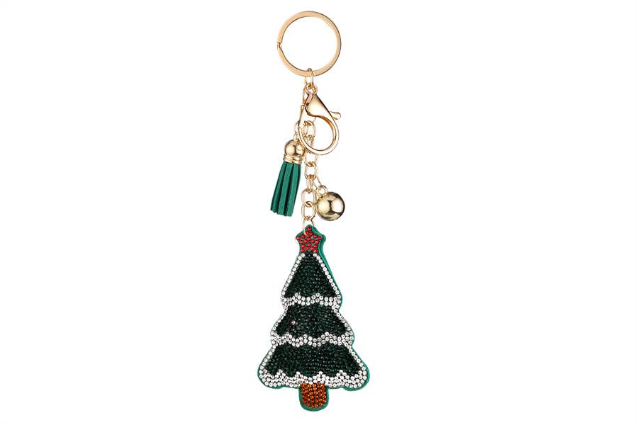 Rhinestone Christmas Tree Key Chain