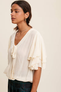 Rachel Tie Blouse: Cream