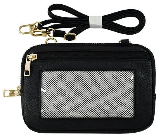 Cellphone Mini Crossbody Wallet Bag: Black