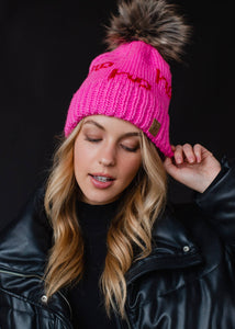 Pink & Red Ho Ho Ho Pom Hat