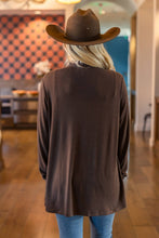 Soft Drape Open Front Cardigan: Chocolate