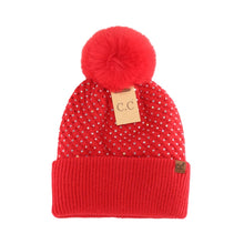 Bling Bling Fur Pom Beanie-Red