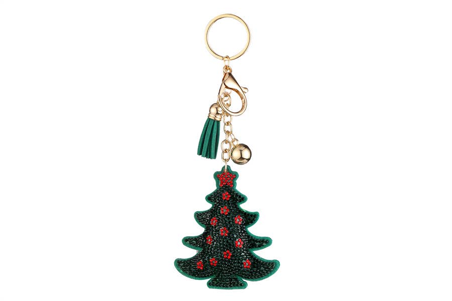 Rhinestone Decorated Christmas Tree Key Chain