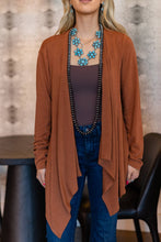 Soft Drape Open Front Cardigan: Rust