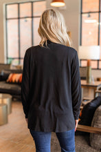 Soft Drape Open Front Cardigan: Black