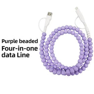 4-in-1 Beaded Charging Cord-Purple