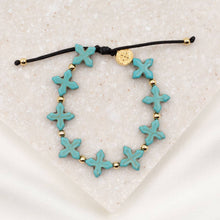 Grounded In Faith Bracelet: Blue / Gold Plated