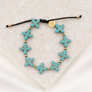 Grounded In Faith Bracelet: Blue / Gold Plated