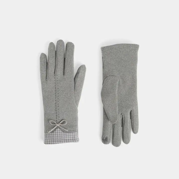 Houndstooth Gloves-Grey