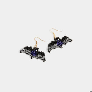 Beaded Bat Earring - Black