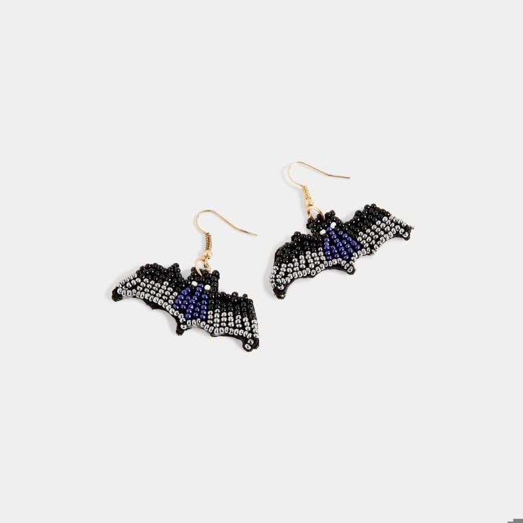 Beaded Bat Earring - Black
