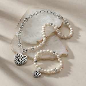 Brighton Contempo Heart Pearl Stretch Bracelet