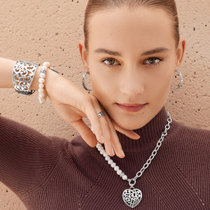 Brighton Contempo Heart Pearl Charm Necklace