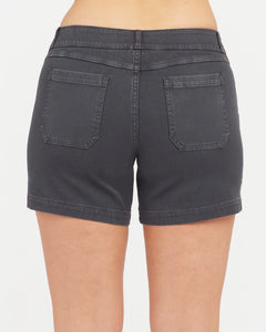 Spanx Stretch Twill Shorts, 6"- Washed Black