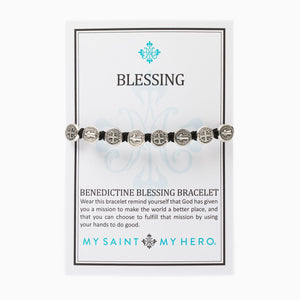 Benedictine Blessings Bracelet-Black/Silver - Inspired Style Boutique