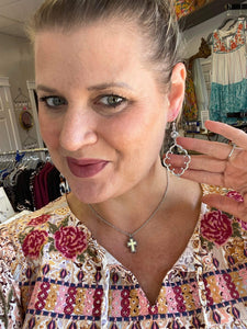 Brighton Dazzling Cross Petite Necklace- Silver/Yellow
