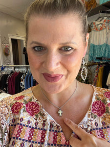Brighton Dazzling Cross Petite Necklace- Silver/Yellow