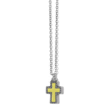 Brighton Dazzling Cross Petite Necklace- Silver/Yellow