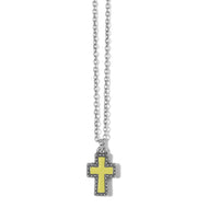 Brighton Dazzling Cross Petite Necklace- Silver/Yellow