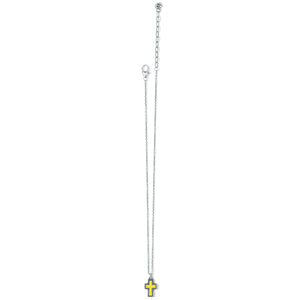 Brighton Dazzling Cross Petite Necklace- Silver/Yellow