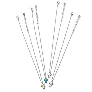 Brighton Dazzling Cross Petite Necklace- Silver/Turquoise