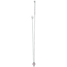Brighton Dazzling Cross Petite Necklace- Silver/Pink