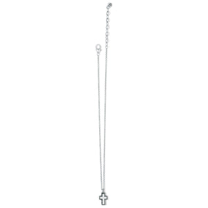 Brighton Dazzling Cross Petite Necklace- Silver/White