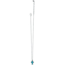 Brighton Dazzling Cross Petite Necklace- Silver/Turquoise
